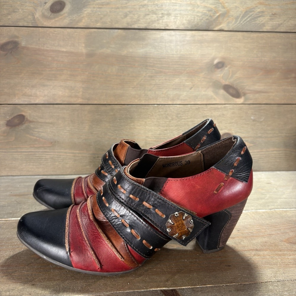 L'Artiste Spring Step Wondrous womens size 39 shoes red leather heel ankle boots